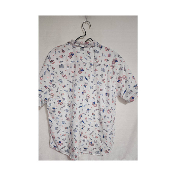 free planet fourth of July shirt button down size 1X 100% cotton white - Picture 8 of 9